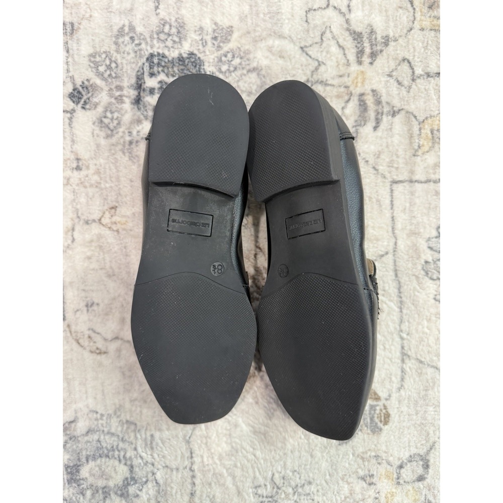 Liz Claiborne Black Leather Loafers Women's Size 8.5 Gold Horsebit Preppy Smart - Picture 6 of 8
